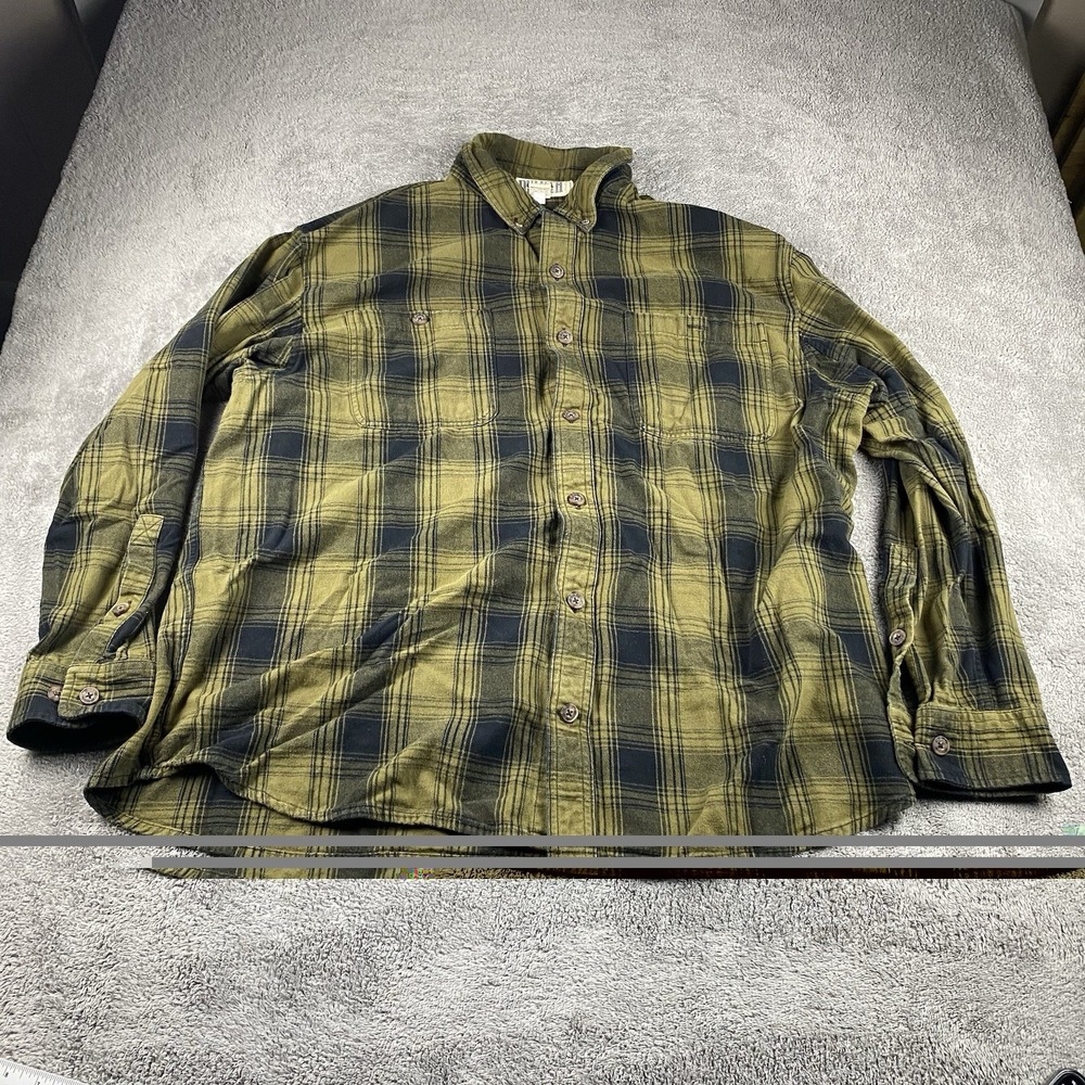 Duluth Trading Co Relaxed Fit Flannel Shirt Mens 2XL Green Plaid Pocketsβ